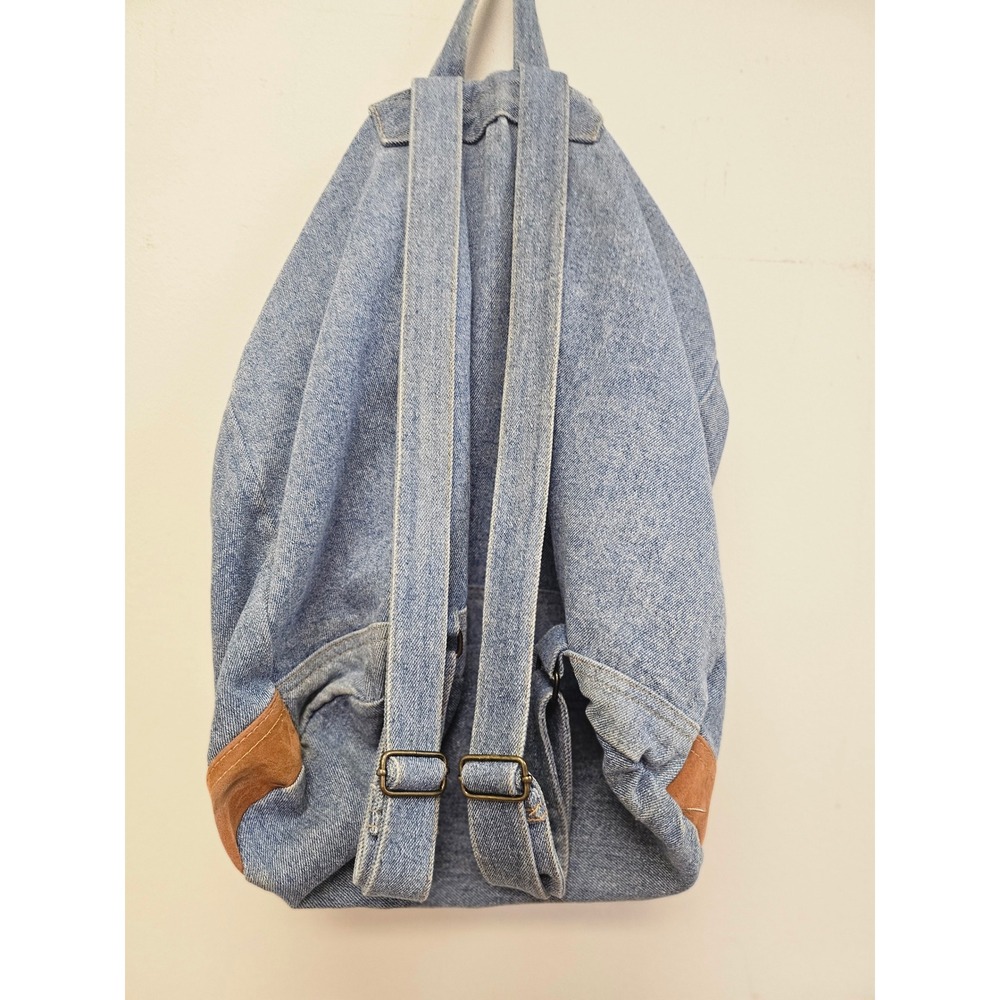 Vintage Disney Winnie the Pooh Denim Backpack Natural Pooh Gear Blue Embroidery - Picture 4 of 6